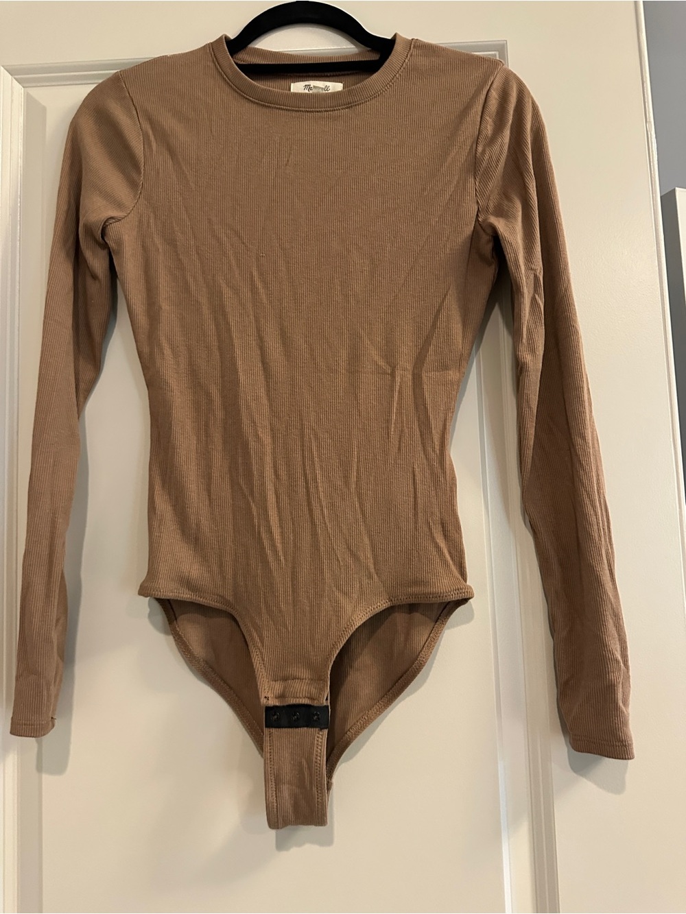 Madewell women’s Long-Sleeve One-Piece Bodysuit - Brown
